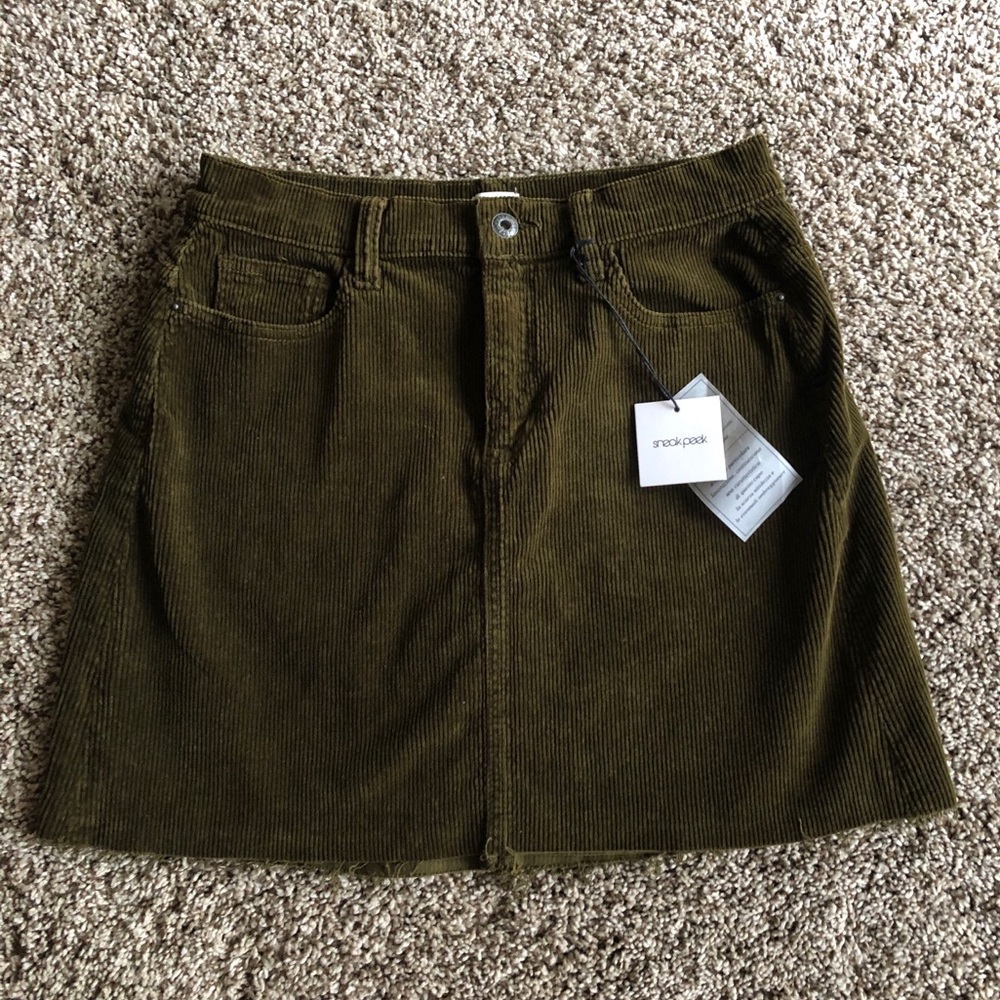 Green Corduroy Mini Skirt